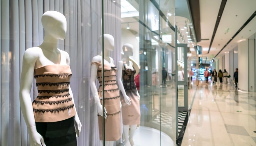 Clothing showcase in the shopping mall