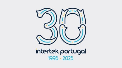 Esta imagem mostra o número 30 estilizado com o texto Intertek Portugal 1995 - 2025, celebrando o 30º aniversário da Intertek Portugal