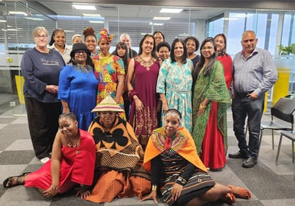 A group of Intertek South Africa colleagues pose in their traditional clothing.